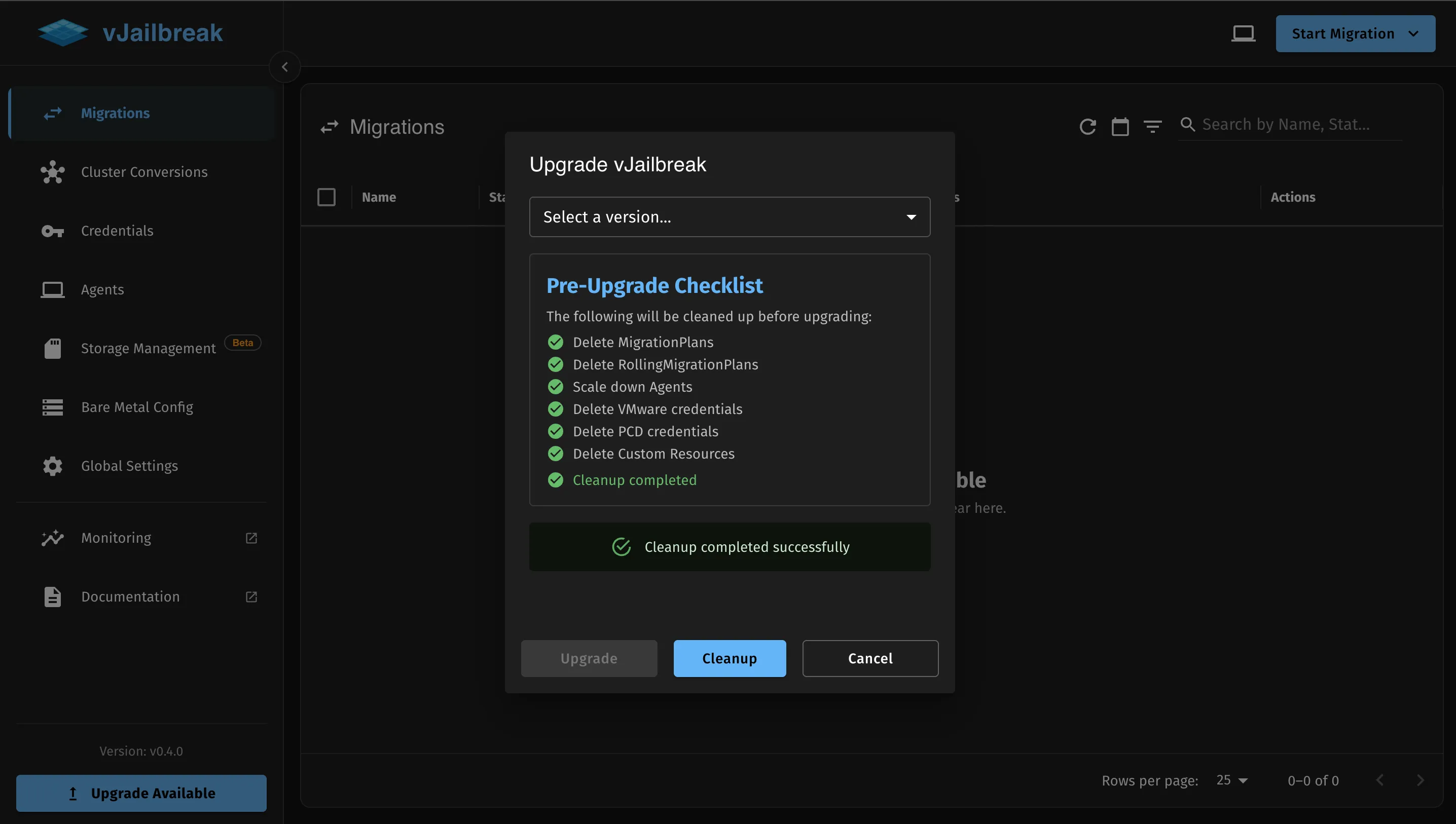 Cleanup completed successfully 